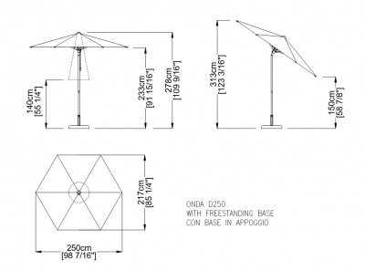 Зонт профессиональный Ø2.5 м с фигурным воланом Fim Onda алюминий, airfim терракотовый, слоновая кость, терракотовый кант Фото 2