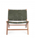 Стул лаунж деревянный с обивкой Garden Relax Joanna тик, натуральная кожа натуральный, зеленый Фото 4