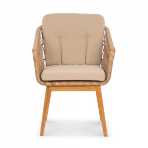 Кресло плетеное с подушками ReeHouse Letto 2я ТР алюминий, ясень, искусственный ротанг, олефин американский орех, капучино Фото 4