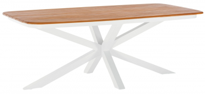 Стол деревянный обеденный Grattoni Cross алюминий, тик белый, натуральный Фото 1