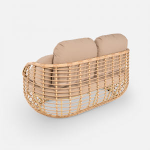 Диван двухместный плетеный с подушками ReeHouse Lotus алюминий, искусственный ротанг, олефин индийское дерево, капучино Фото 8