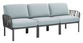 Диван пластиковый с подушками Nardi Komodo 3 стеклопластик, Sunbrella антрацит, лед Фото 1