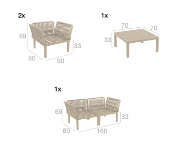 Комплект пластиковой мебели Siesta Contract Portofino Lounge стеклопластик, полипропилен, полиэстер бежевый, светло-коричневый Фото 2