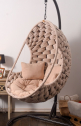 Кресло подвесное плетеное Pride Design Валио Гламур сталь, микровелюр бежевый Фото 21