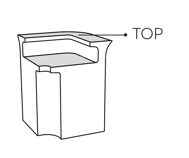 Столешница стальная на верх барной стойки Break Corner Top