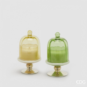 Аромасвеча Золотой Янтарь и Сосна с подсвечником EDG Candle стекло, воск зеленый, янтарный Фото 1