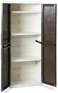Шкаф пластиковый двухдверный Toomax Wood Line S пластик молочный, антрацит Фото 2