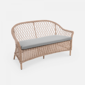 Диван двухместный плетеный с подушкой ReeHouse Nova алюминий, искусственный ротанг, олефин ирбис, серый Фото 5