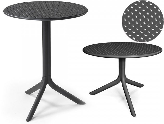Стол пластиковый обеденный Step + Step Mini, антрацит, Ø605х400-765 мм