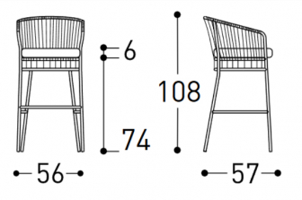 Кресло плетеное барное с подушкой-thumbs-Фото3