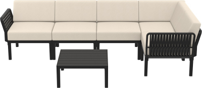 Комплект пластиковой мебели Siesta Contract Portofino Lounge Corner стеклопластик, полипропилен, полиэстер черный, бежевый Фото 6