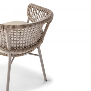 Кресло плетеное с подушкой Grattoni Atol алюминий, роуп, олефин тортора, шампанское Фото 5