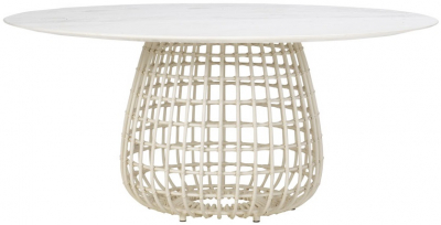 Стол плетеный обеденный JANUS et Cie Vino алюминий, искусственный ротанг, мрамор снежный, белый Фото 1