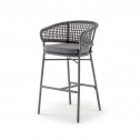 Кресло плетеное барное с подушкой Grattoni Atol алюминий, роуп, олефин антрацит, темно-серый, серый Фото 5