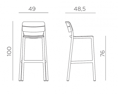 Стул пластиковый барный Nardi Cassia Stool стеклопластик бургунди Фото 2