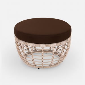 Пуф плетеный с подушкой ReeHouse Lotus алюминий, искусственный ротанг, олефин ирбис, коричневый Фото 6