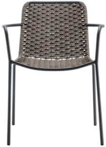 Кресло плетеное Grattoni Cannes сталь, роуп антрацит, тортора Фото 1