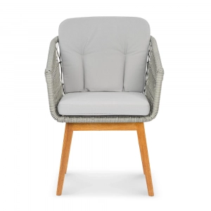 Кресло плетеное с подушками ReeHouse Letto 2я ТР алюминий, ясень, искусственный ротанг, олефин лунный свет, серебристый Фото 5