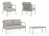 Комплект металлической лаунж мебели Garden Relax Miravet алюминий, роуп, ткань, натуральный камень серый Фото 5