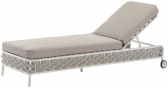 Лежак плетеный с матрасом Grattoni Panama алюминий, роуп, текстилен белый, бежевый, шампанское Фото 1
