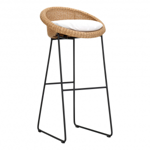 Кресло барное плетеное JANUS et Cie Gigi II сталь, алюминий, искусственный ротанг черный, кленовый Фото 7