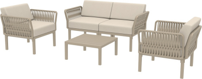 Кресло пластиковое с подушками Siesta Contract Portofino Lounge стеклопластик, полипропилен, полиэстер бежевый, бежевый Фото 12