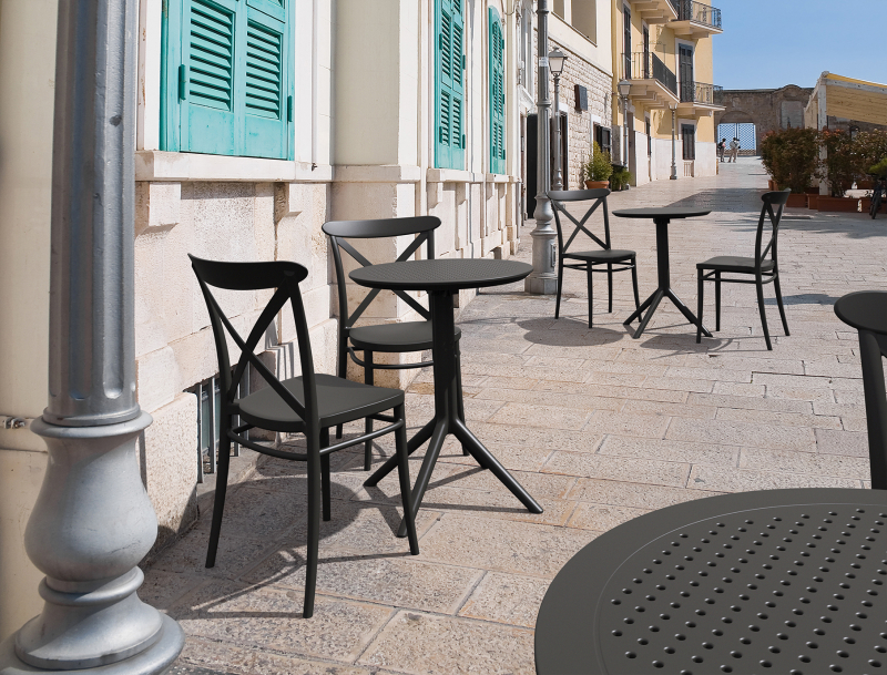 Стол пластиковый складной Sky Folding Table Ø60, черный, Ø600х740 мм