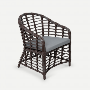 Кресло плетеное с подушкой ReeHouse Miro алюминий, искусственный ротанг, олефин шоколад металлик, серый Фото 7