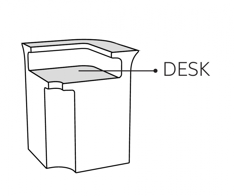 Столешница стеклянная для барной стойки Break Corner Desk