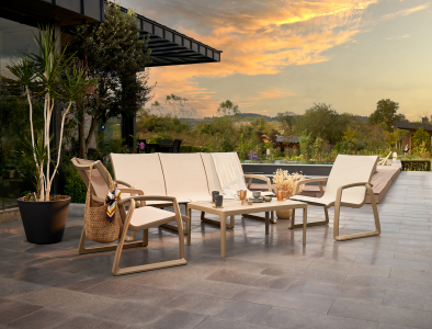 Диван пластиковый трехместный Siesta Contract Pacific Lounge стеклопластик, текстилен бежевый Фото 15