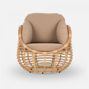 Кресло плетеное с подушками ReeHouse Lotus алюминий, искусственный ротанг, олефин индийское дерево, капучино Фото 8