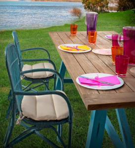 Стол деревянный обеденный Garden Relax Mersey тик синий, коричневый Фото 2