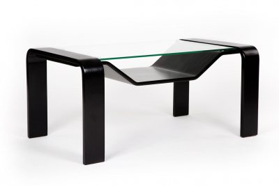 Стол журнальный IM-Design Гурон 1 березовый шпон, стекло Фото 2
