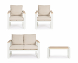 Комплект металлической лаунж мебели Garden Relax Leandro алюминий, ткань, ДПК белый, бежевый Фото 9