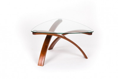 Стол журнальный IM-Design Гурон 3 березовый шпон, стекло Фото 3