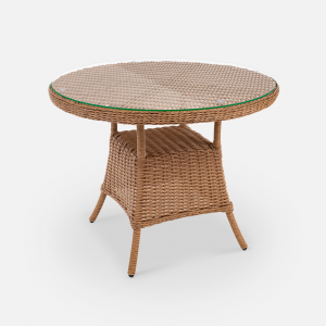 Стол плетеный обеденный ReeHouse Primo алюминий, искусственный ротанг, стекло грецкий орех Фото 4