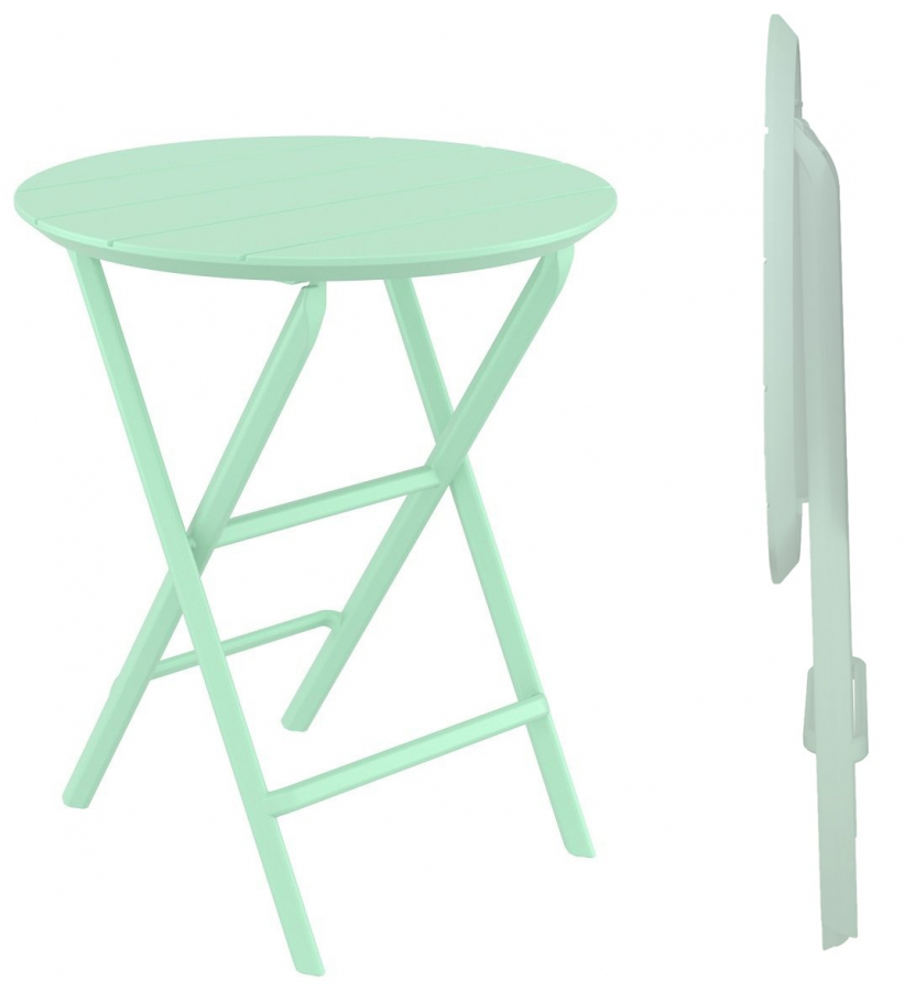 Стол пластиковый складной Helen Folding Table Ø60, опаловый зеленый, Ø600х740 мм