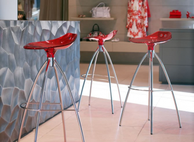 Стул полубарный прозрачный Scab Design Frog сталь, поликарбонат хром, красный Фото 2