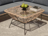 Столик кофейный плетеный SNOC Greta алюминий, искусственный ротанг, закаленное стекло Фото 1