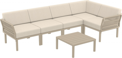 Комплект пластиковой мебели Siesta Contract Portofino Lounge Corner стеклопластик, полипропилен, полиэстер бежевый, бежевый Фото 1