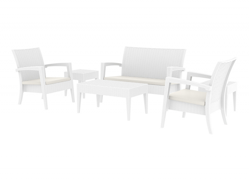 Диван пластиковый плетеный двухместный с подушкой Miami Lounge Sofa