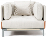 Кресло с подушками Ethimo Baia алюминий, аккойя, полиэстер, кожа серебристый, натуральный Фото 1