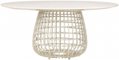 Стол плетеный обеденный JANUS et Cie Vino алюминий, искусственный ротанг, мрамор снежный, кремовый Фото 1
