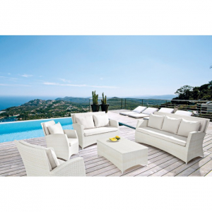 Стол плетеный кофейный Garden Relax Antalys алюминий, искусственный ротанг белый Фото 5