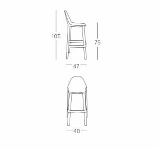Комплект пластиковых барных стульев Scab Design Piu Set 2 стеклопластик лен Фото 2