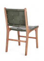 Стул деревянный с обивкой Garden Relax Joanna тик, натуральная кожа натуральный, зеленый Фото 6