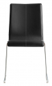 Стул с обивкой на полозьях PEDRALI Kuadra сталь, натуральная кожа хромированный, черный Фото 1