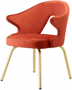 Кресло с обивкой Scab Design You Metal Frame сталь, вельвет сатинированная латунь, красный Фото 1