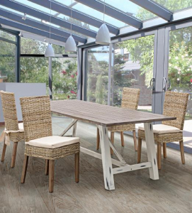 Стол деревянный обеденный Garden Relax Amos акация белый, бежевый Фото 3