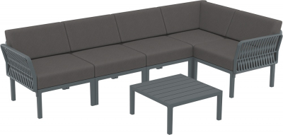 Комплект пластиковой мебели Siesta Contract Portofino Lounge Corner стеклопластик, полипропилен, полиэстер темно-серый, темно-серый Фото 1